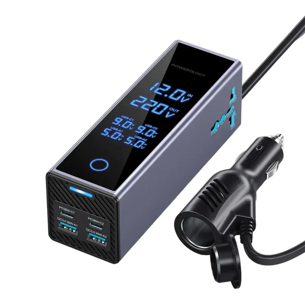 Powerology 2AC Socket Car Power Inverter,